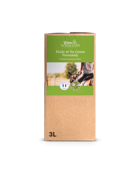Huile de Lin 'Bib' 3L pour Chevaux - Riche en Omega 3 - Green Normandy