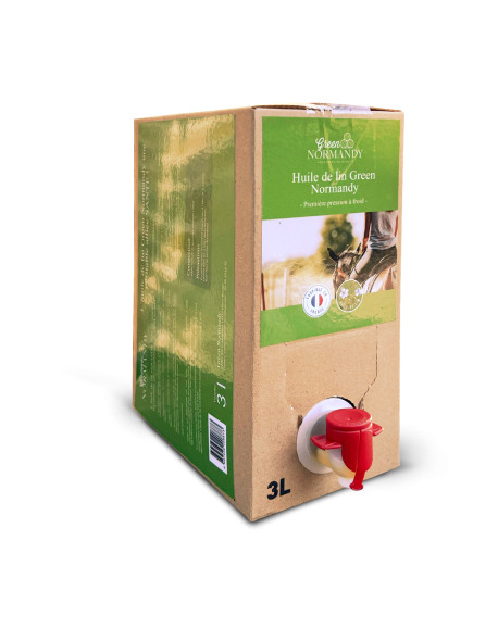 Huile de Lin 'Bib' 3L pour Chevaux - Riche en Omega 3 - Green Normandy