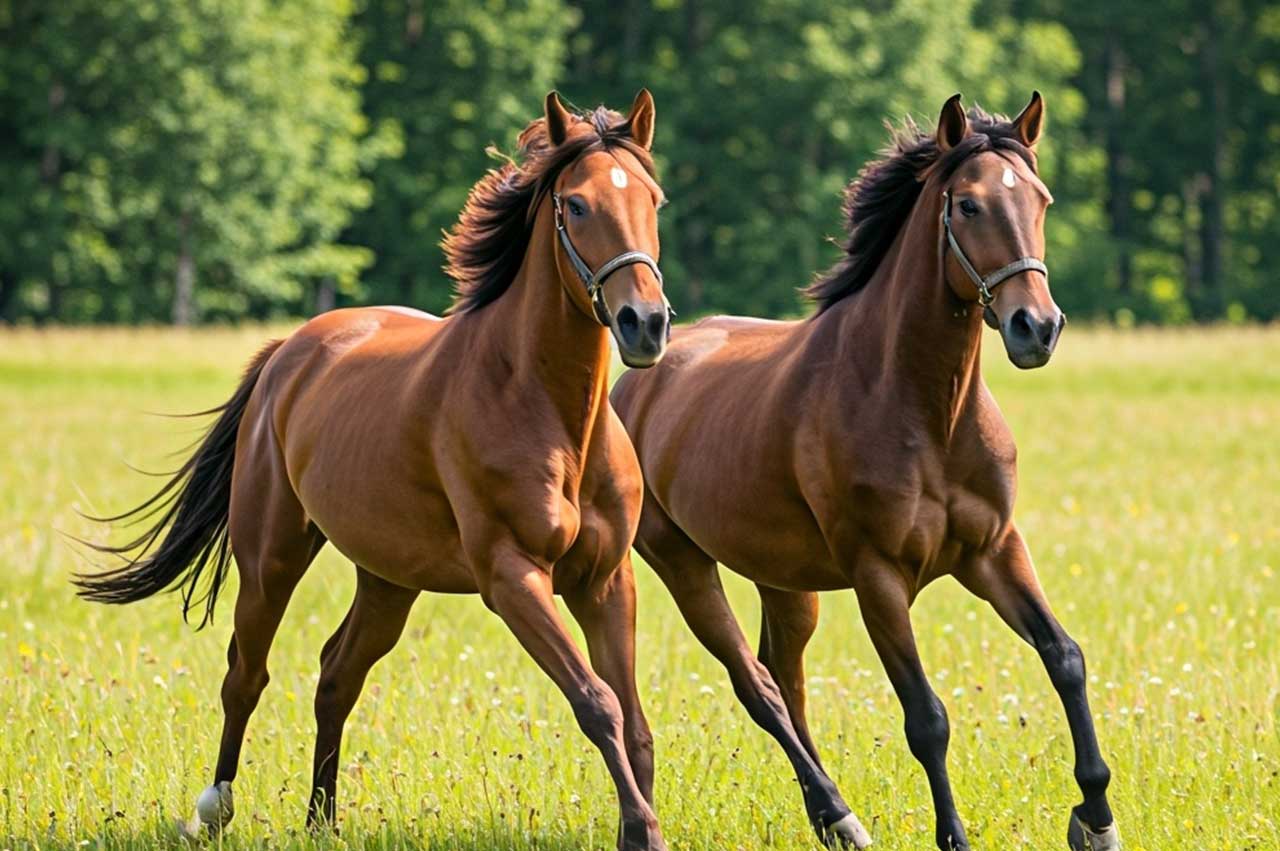 Chevaux dans un pré
